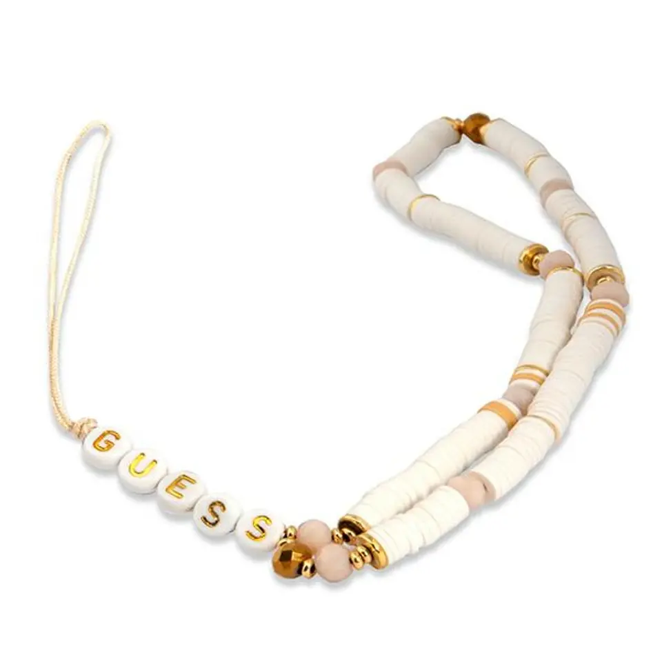 ⁨Guess gustpearW Phone Strap white/white Heishi Beads⁩ at Wasserman.eu