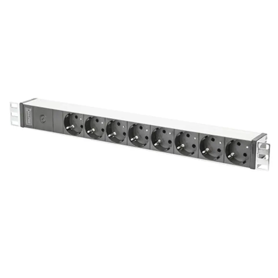 ⁨Digitus Aluminum outlet strip with pre-fuse DN-95410 Sockets quantity 8, 250 Vac, 50/60Hz, 2 m supply IEC C14 plug⁩ at Wasserman.eu