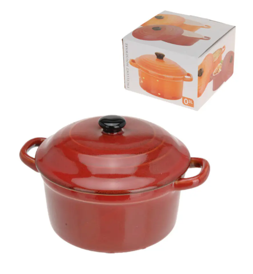 ⁨EH CASSEROLE DISH RED 300ML WITH LID⁩ at Wasserman.eu