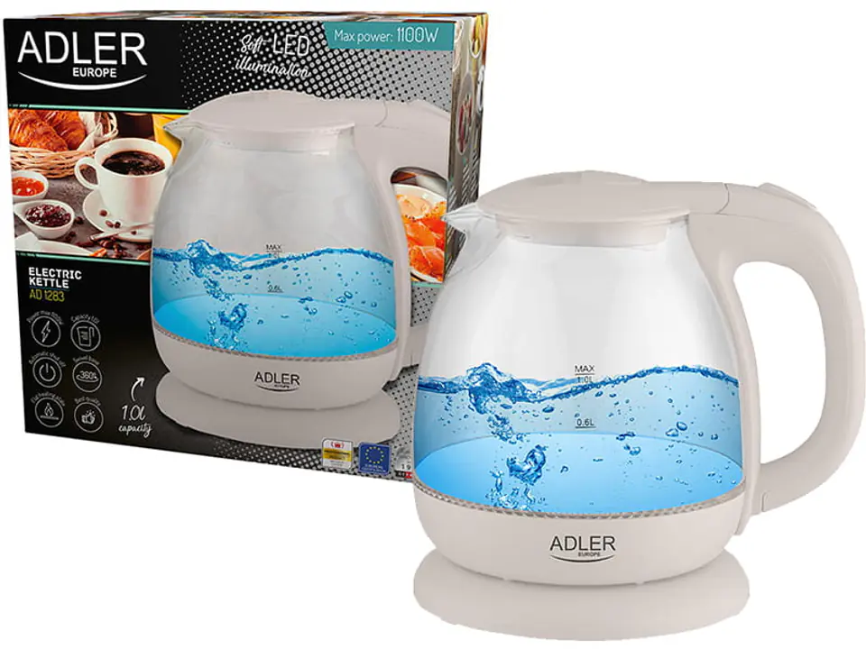 ⁨Electric glass kettle 1L Adler illuminated AD 1283C⁩ at Wasserman.eu