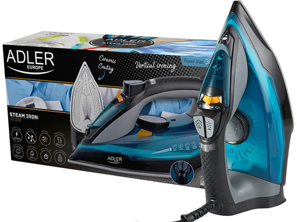 ⁨Ceramic iron 3000W steam 5 ironing options AD 5032⁩ at Wasserman.eu