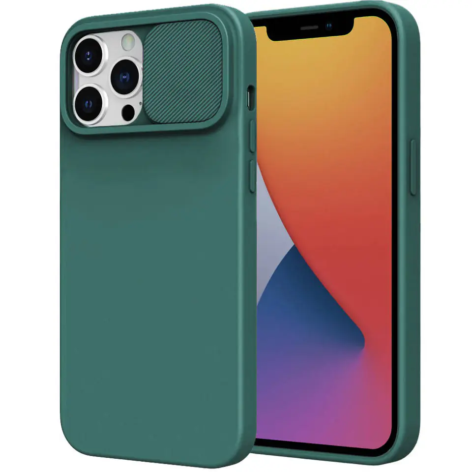 ⁨Case IPHONE 14 PLUS Silicone with Camera Cover Nexeri Silicone Lens green⁩ at Wasserman.eu