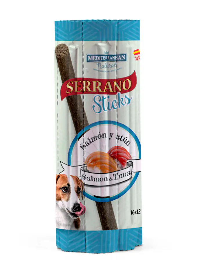 ⁨SERRANO Sticks blisters for dogs with salmon and tuna 16pcs⁩ at Wasserman.eu