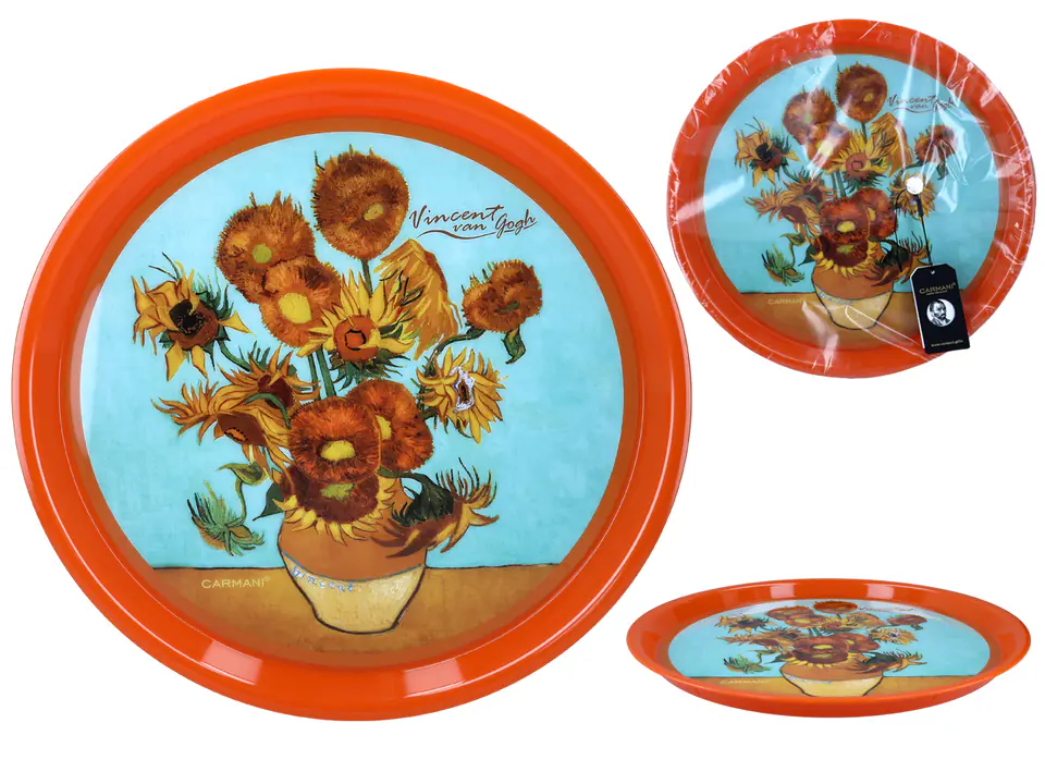 ⁨Non-slip round tray - V. van Gogh, Sunflowers (CARMANI)⁩ at Wasserman.eu