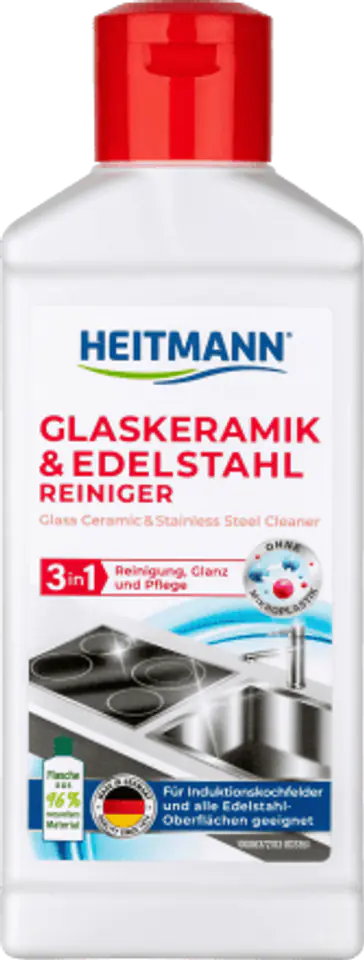 ⁨Heitmann 3 in 1 Środek do Czyszczenia Ceramiki Szklanej i Stali Nierdzewnej 250 ml⁩ w sklepie Wasserman.eu