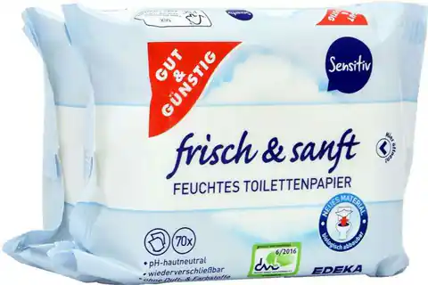 ⁨G&G Nawilżony Papier Toaletowy Sensitive 2-pack⁩ w sklepie Wasserman.eu