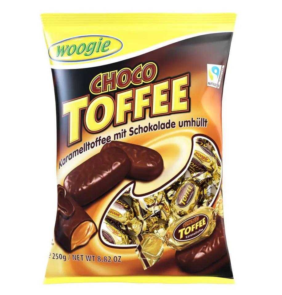 ⁨Woogie Karmelowe Toffi z Czekoladą 250 g⁩ w sklepie Wasserman.eu