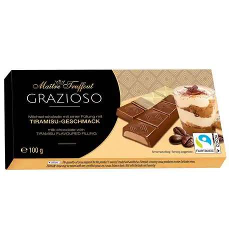 ⁨MaitreTruffout Grazioso Chocolates with Tiramisu Filling 100 g⁩ at Wasserman.eu