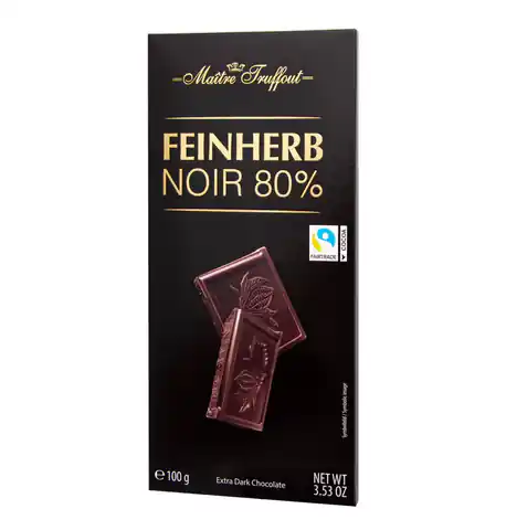 ⁨MaitreTruffout Premium Extra Dark Chocolate 80% 100 g⁩ at Wasserman.eu