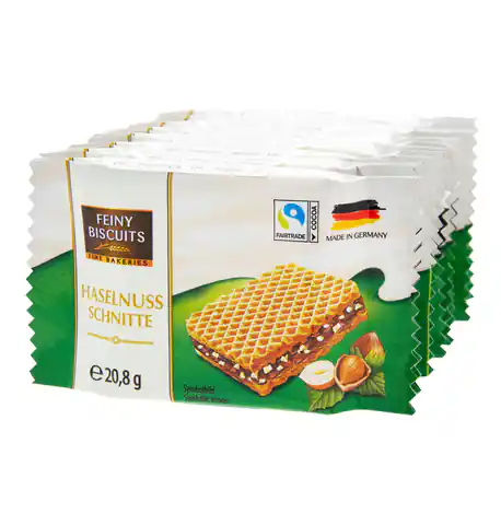 ⁨Feiny Biscuits Wafelki z Kremem Kakaowym i Orzechami Laskowymi  8x20,8 g⁩ w sklepie Wasserman.eu