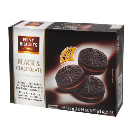 ⁨Feiny Biscuits Black and Chocolate Biscuits 176 g⁩ at Wasserman.eu