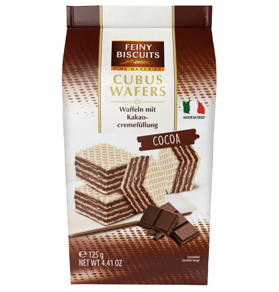 ⁨Feiny Biscuits Cubus Cocoa Cream Wafers 125 g⁩ at Wasserman.eu