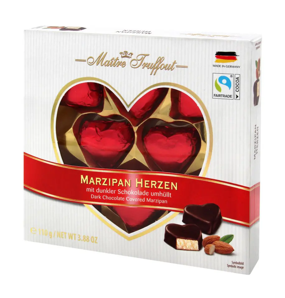 ⁨MaitreTruffout Marzipan Hearts 110 g⁩ at Wasserman.eu