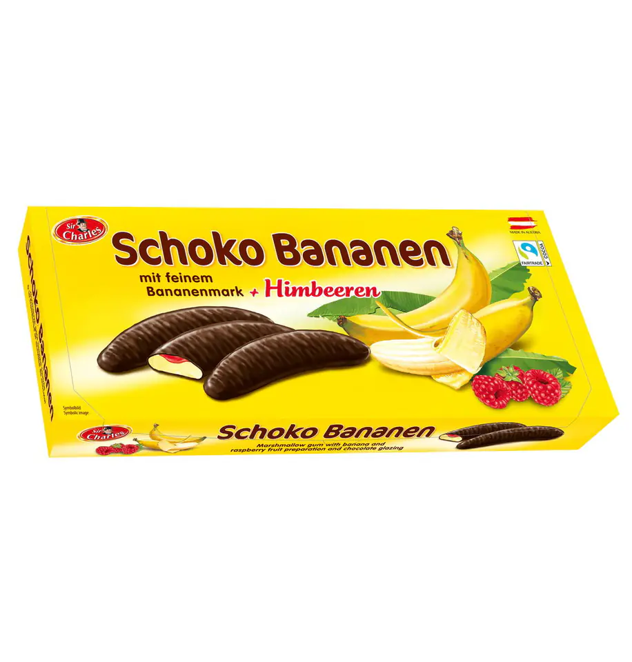 ⁨SirCharles Schokobananen Himbeere Banana Foams with Raspberry 300 g⁩ at Wasserman.eu