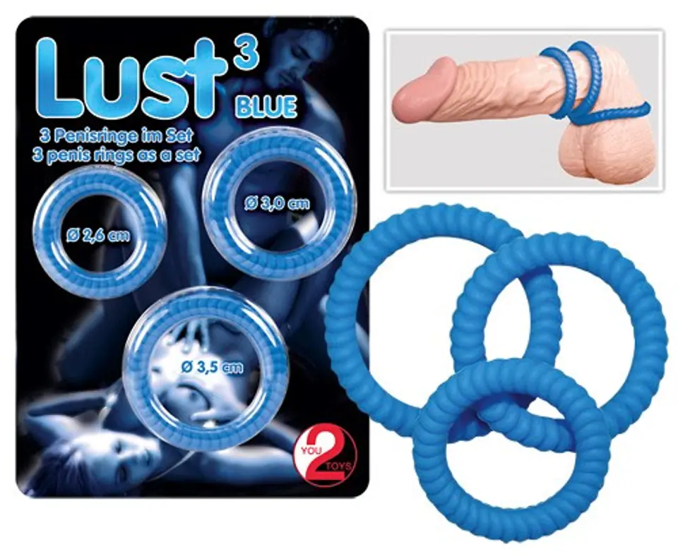 ⁨PIERŚCIEŃ LUST 3 COCK RINGS BLUE⁩ w sklepie Wasserman.eu