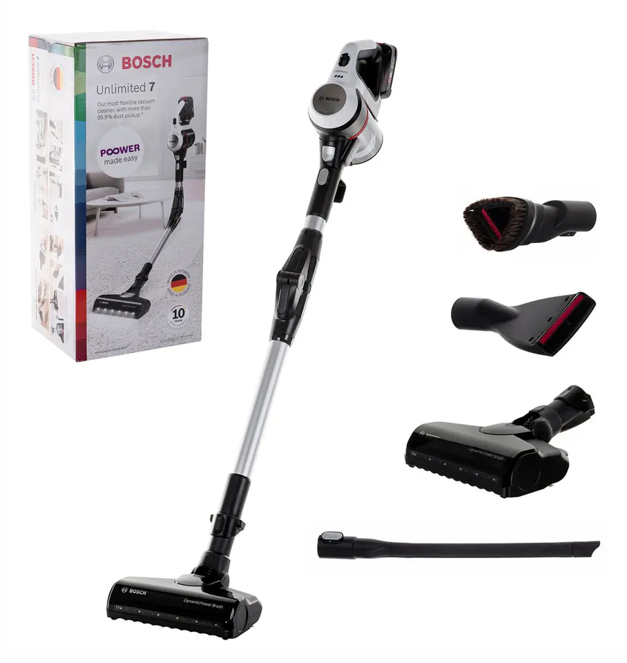 ⁨Bosch BBS711W stick vacuum/electric broom Bagless 0.3 L Black, Stainless steel, White⁩ at Wasserman.eu