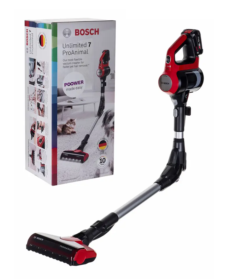 ⁨Bosch BBS711ANM stick vacuum/electric broom Bagless 0.3 L Black, Red, Stainless steel⁩ at Wasserman.eu