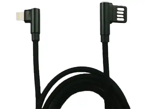 ⁨Kabel kątowy USB - iPhone Lightning 120 cm plecionka KAB000245⁩ w sklepie Wasserman.eu