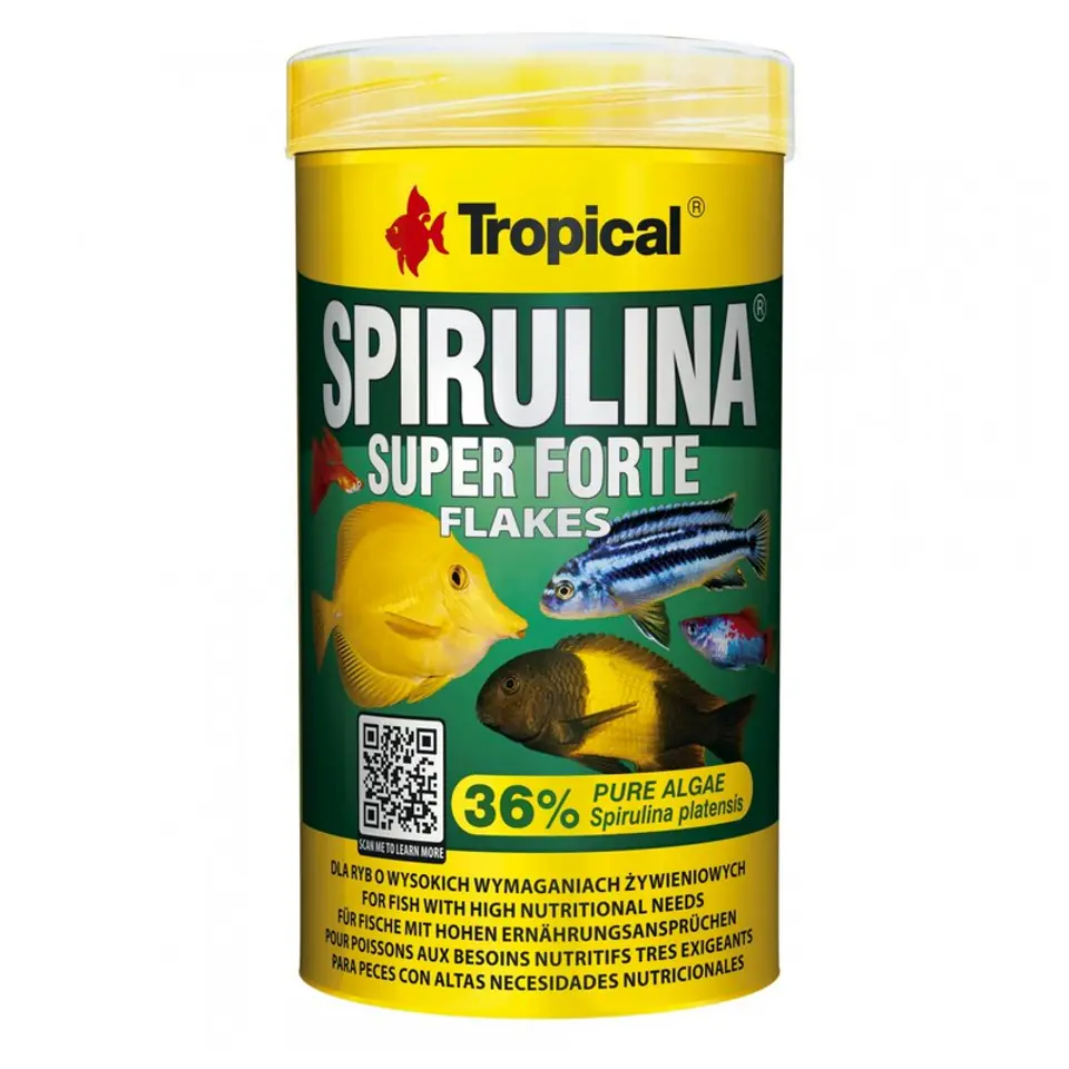 ⁨TROPICAL Spirulina Super Forte Flakes - Futter für Aquarienfische  - 1000 ml/200 g⁩ im Wasserman.eu