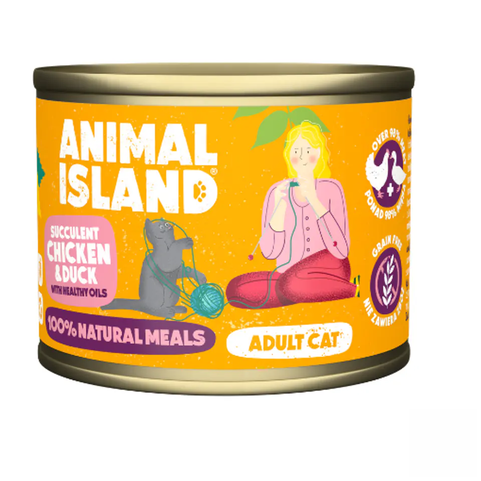 ⁨ANIMAL ISLAND Chicken with duck - wet cat food - 200 g⁩ at Wasserman.eu