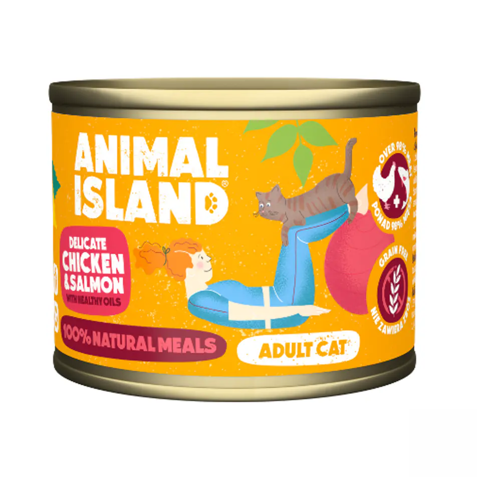 ⁨ANIMAL ISLAND Chicken with salmon - wet cat food - 200 g⁩ at Wasserman.eu