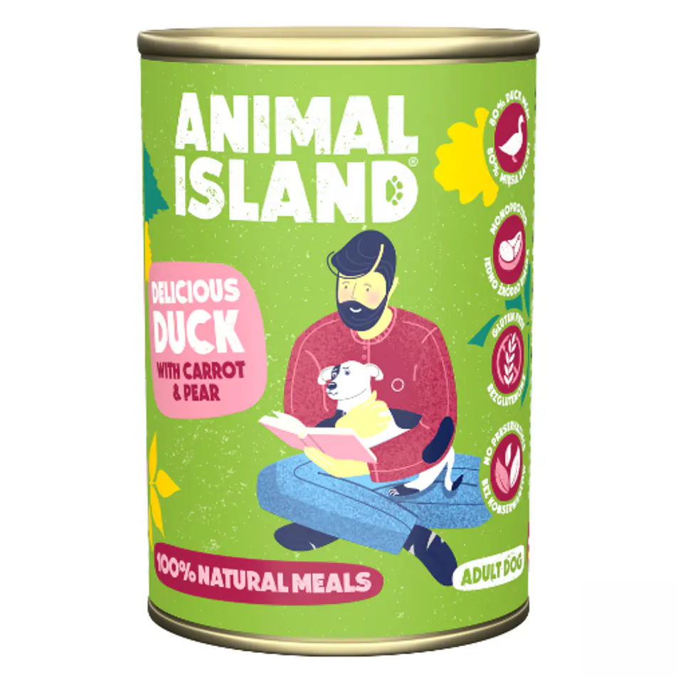 ⁨ANIMAL ISLAND Duck with millet and carrots - wet dog food - 400 g⁩ at Wasserman.eu