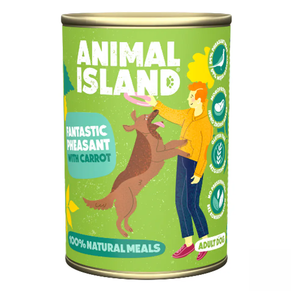 ⁨ANIMAL ISLAND Pheasant with carrots - wet dog food - 400 g⁩ at Wasserman.eu