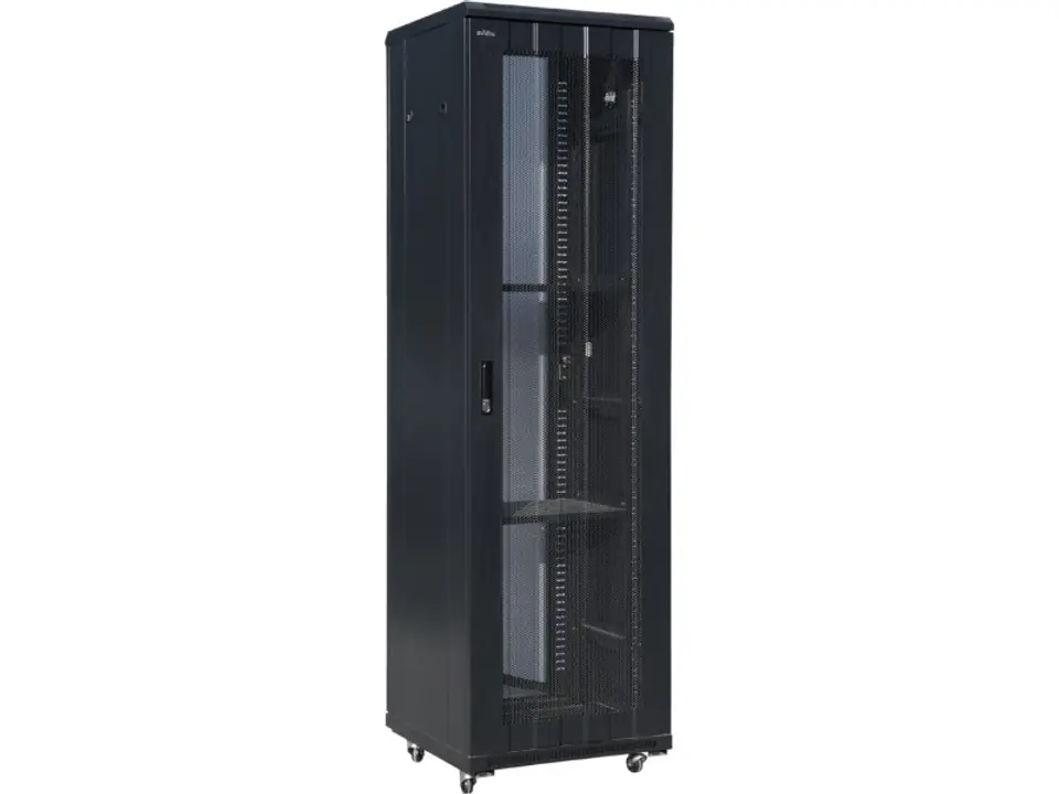 Alantec-Szafa złożona 42U 800x1000, drzwi przednie szklane, osłona tylna metalowa perforowana, zamek, 4 belki nośne, 4 regulowane stopki kolor czarny w sklepie Wasserman.eu