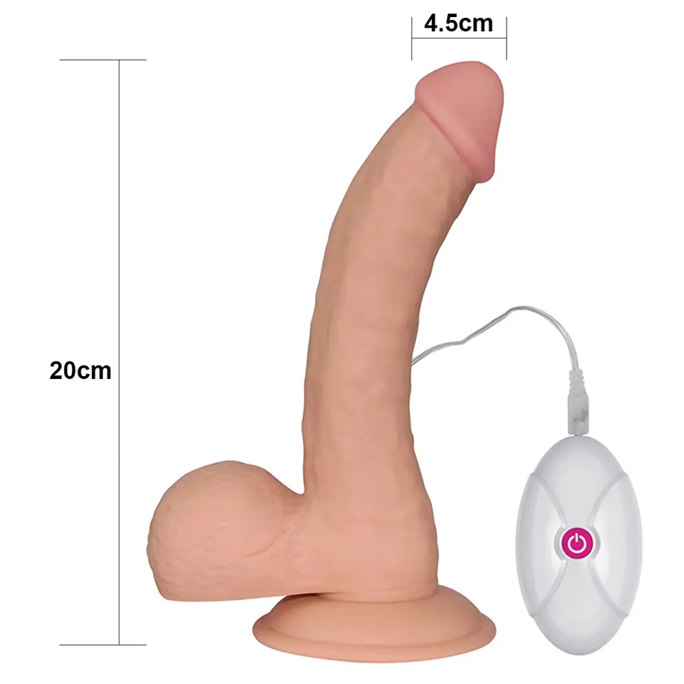 ⁨Dildo cyberskóra z przyssawką The Ultra Soft Dude z wibracjami 20 cm Lovetoy⁩ w sklepie Wasserman.eu
