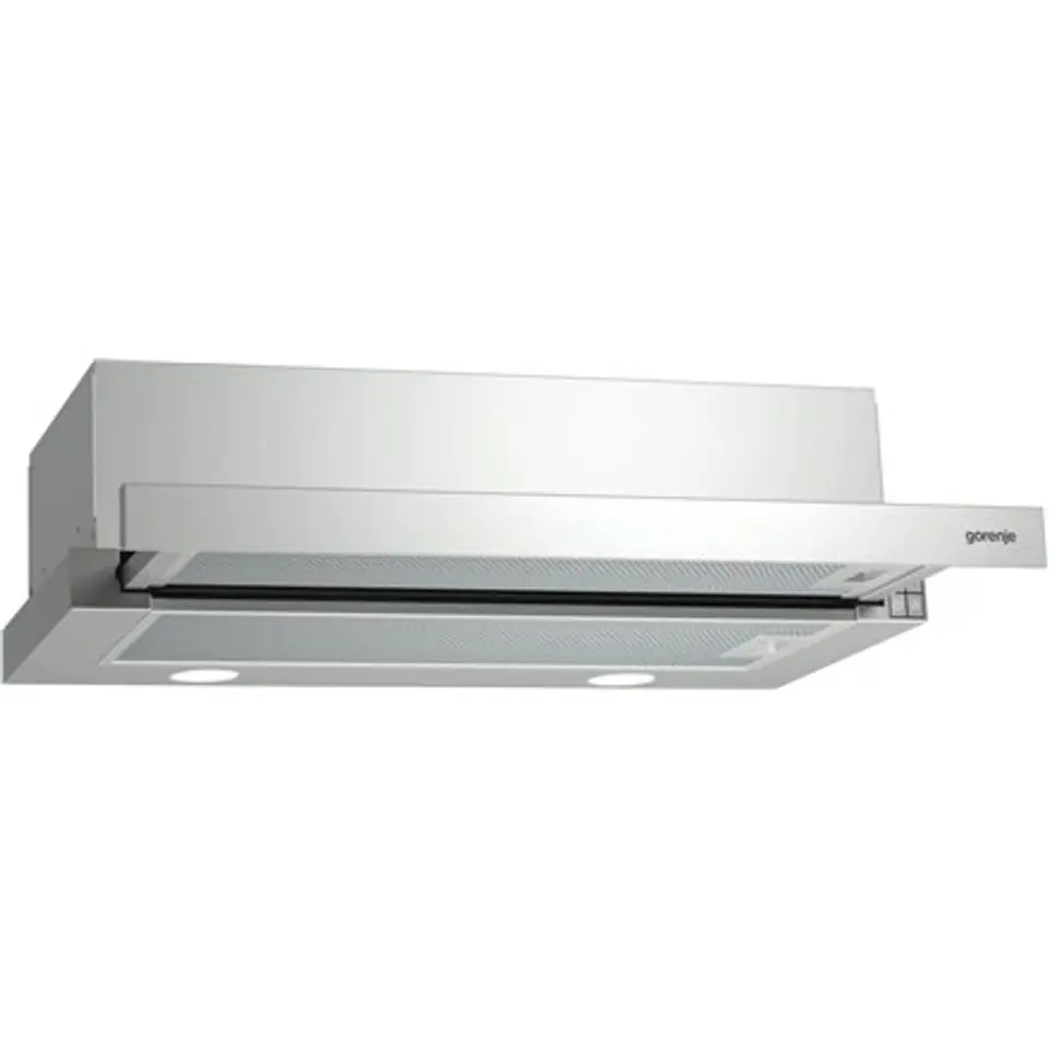 ⁨Okap Gorenje BHP523E10X Teleskopowy, Klasa efektywności energetycznej C, Szerokość 50 cm, 322 m³/h, Sterowanie mechaniczne, LED,⁩ w sklepie Wasserman.eu