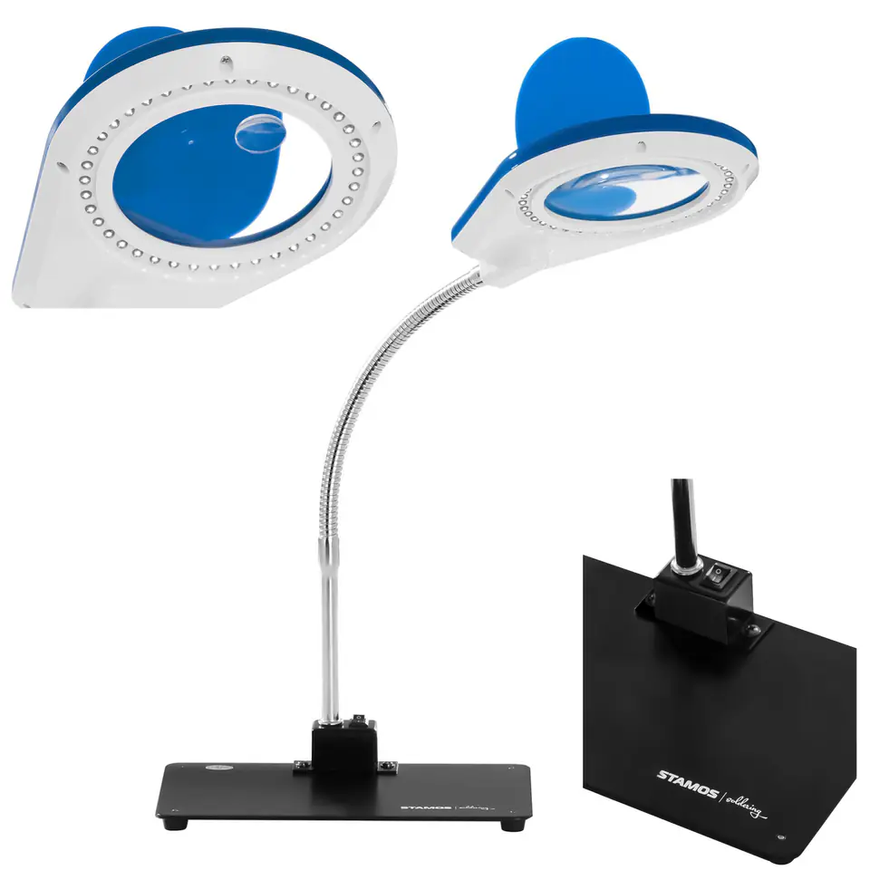 ⁨Lampka biurkowa LED bezcieniowa ze szkłem powiększającym 5x/10x - Niebieska⁩ w sklepie Wasserman.eu