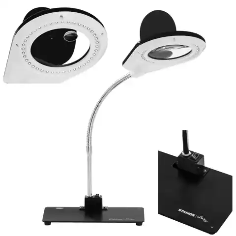 ⁨Shadowless LED desk lamp with magnifying glass 5x/10x and PCB holder⁩ at Wasserman.eu