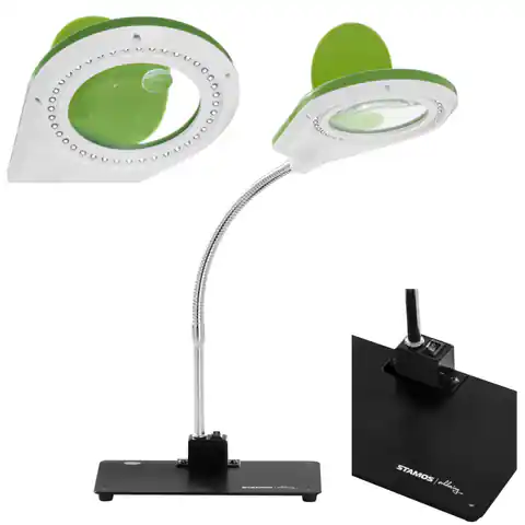 ⁨Lampka biurkowa LED bezcieniowa ze szkłem powiększającym 5x/10x - Zielona⁩ w sklepie Wasserman.eu