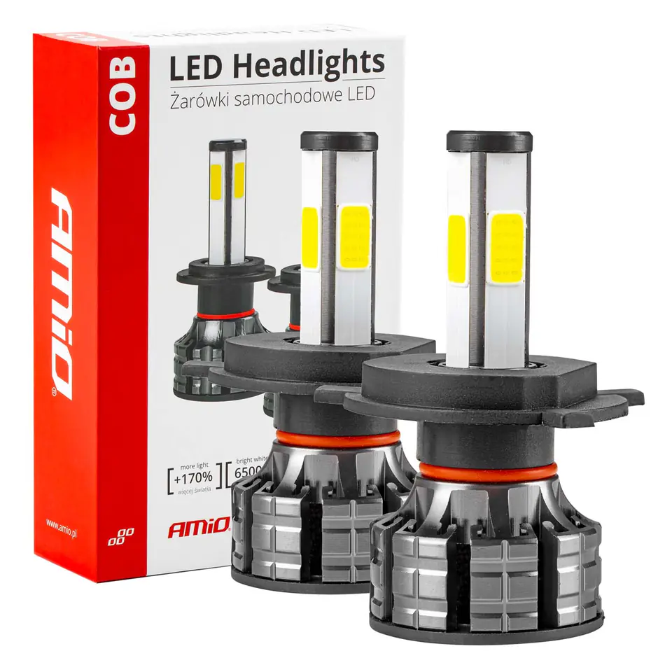 Żarówki samochodowe led seria cob h4 6500k amio-02843 w sklepie Wasserman.eu