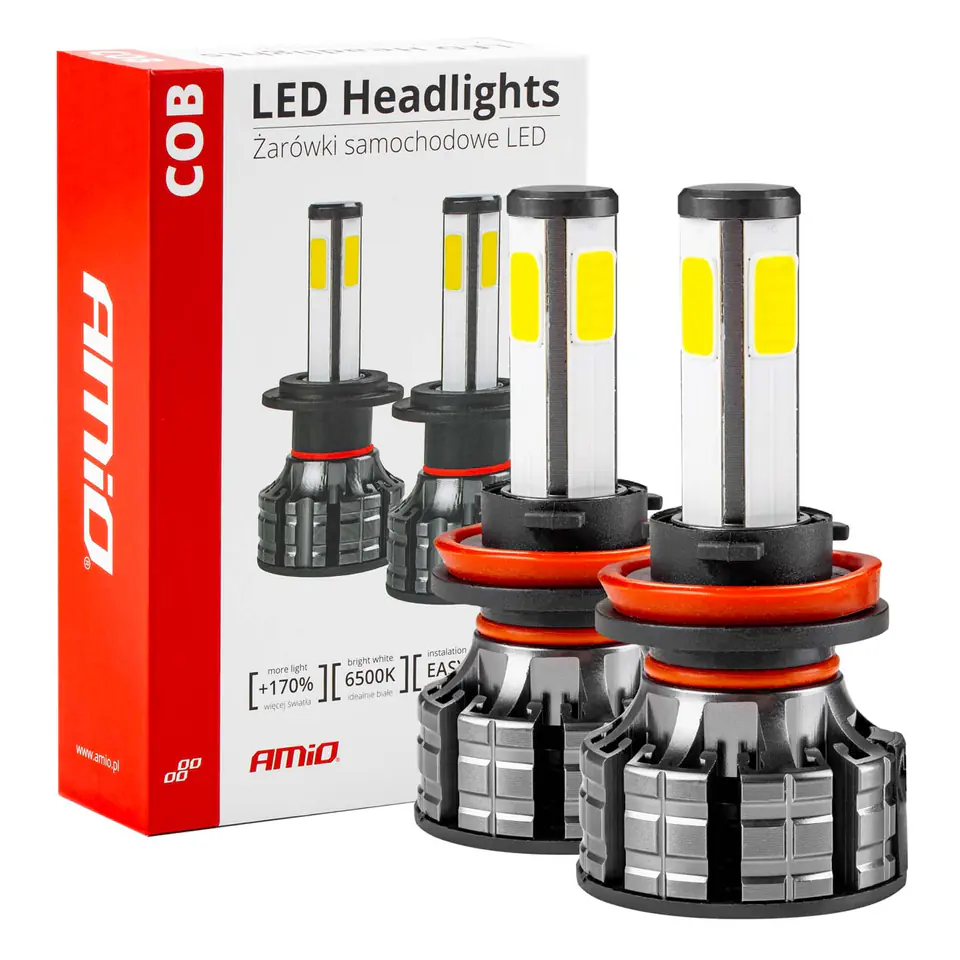 Żarówki samochodowe led seria cob h8 h9 h11 6500k amio-02845 w sklepie Wasserman.eu