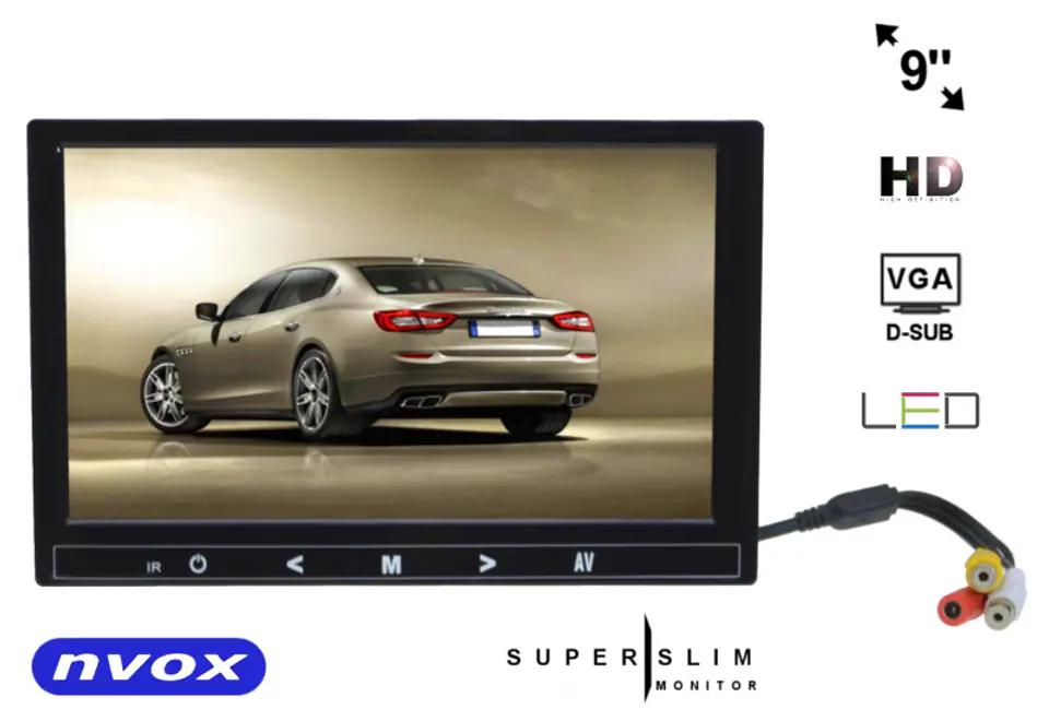 ⁨Car or Freestanding Lcd Monitor 9inch inch led hd vga hdmi av 12v 230v⁩ at Wasserman.eu