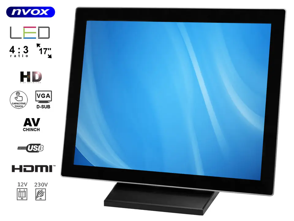 ⁨LED Touch Monitor 17" VGA HDMI 12V 230V⁩ at Wasserman.eu