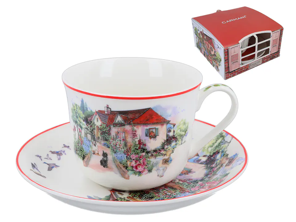 ⁨Cup with saucer - Red manor house (CARMANI)⁩ at Wasserman.eu