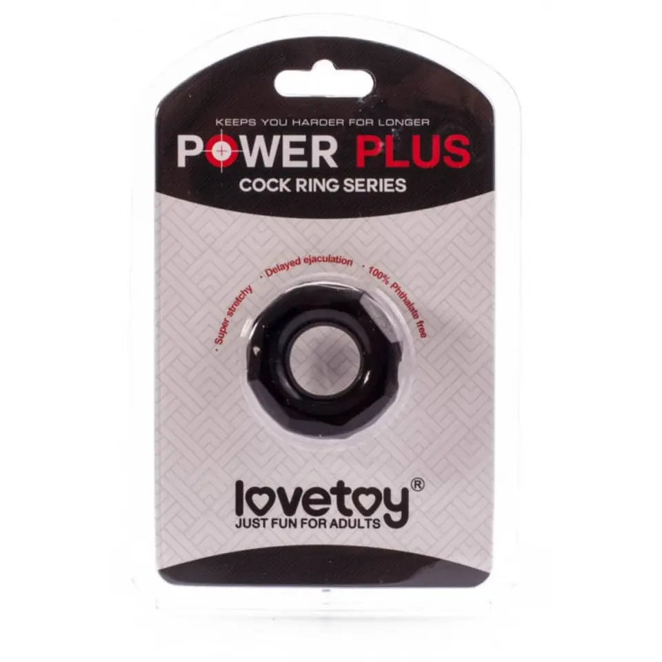Lovetoy Power Plus penis ring black mid. 2cm at Wasserman.eu