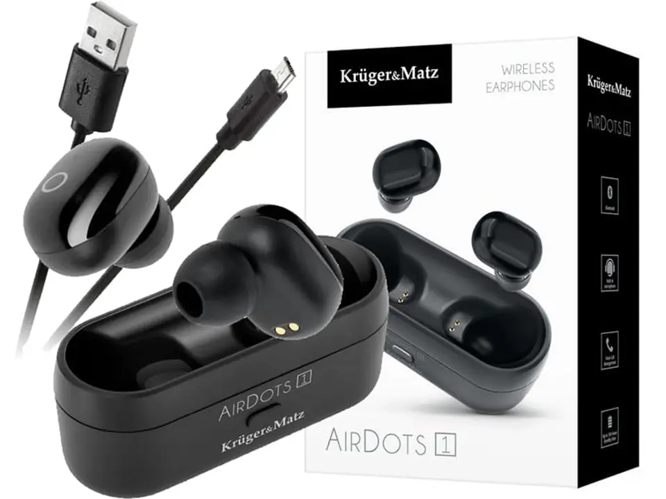 ⁨Bezprzewodowe słuchawki douszne Kruger&Matz Bluetooth 5.0 Air Dots 1⁩ w sklepie Wasserman.eu