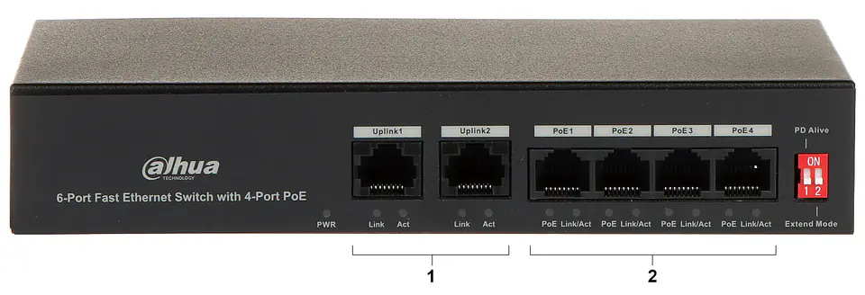 ⁨SWITCH POE PFS3006-4ET-36 4-PORTOWY DAHUA⁩ w sklepie Wasserman.eu