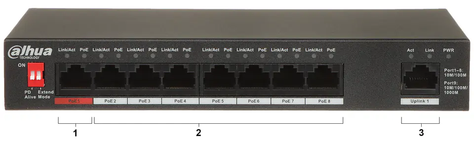 SWITCH POE PFS3009-8ET1GT-96-V2 8-PORTOWY DAHUA w sklepie Wasserman.eu