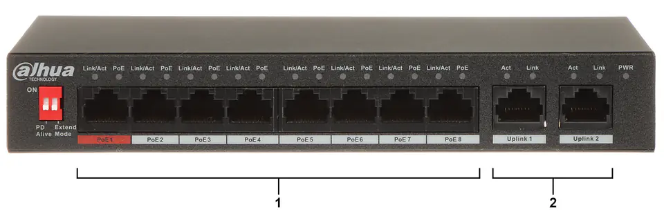 ⁨SWITCH POE PFS3010-8ET-96-V2 8-PORTOWY DAHUA⁩ w sklepie Wasserman.eu