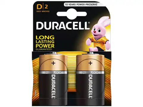 ⁨2x Bateria Duracell LR20 alkaliczna LR20 Duracell 2szt.⁩ w sklepie Wasserman.eu
