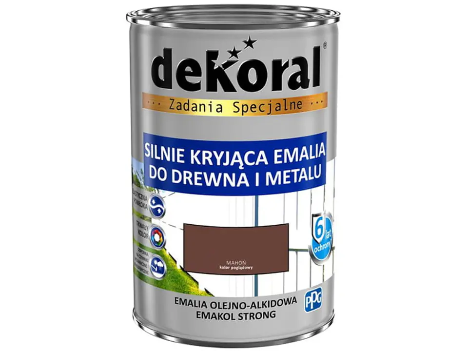 ⁨Emalia Dekoral Emakol Strong (Mahoń, połysk, 0.9 L)⁩ w sklepie Wasserman.eu