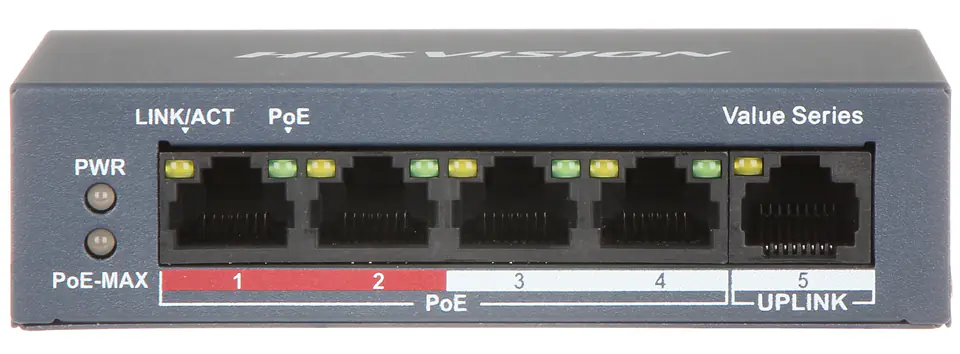 SWITCH POE DS-3E0105P-E/M(B) 4-PORTOWY Hikvision w sklepie Wasserman.eu