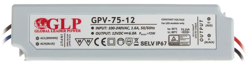 ⁨SWITCHING POWER SUPPLY 12V/6A/GPV⁩ at Wasserman.eu