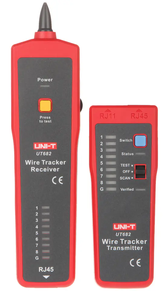 ⁨DETEKTOR PAR PRZEWODÓW Z TESTEREM KABLI RJ-45 UT-682 UNI-T⁩ w sklepie Wasserman.eu