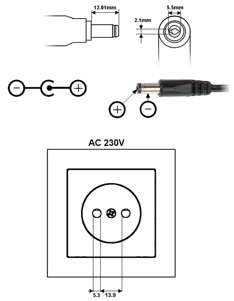 ⁨SWITCH MODE POWER SUPPLY 12V/1A/5.5⁩ at Wasserman.eu