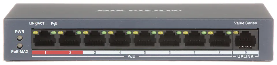 ⁨SWITCH POE DS-3E0109P-E/M(B) 8-PORTOWY Hikvision⁩ w sklepie Wasserman.eu